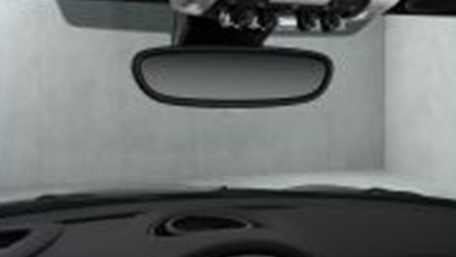interior rearview mirror view of a Mini 3 DOOR