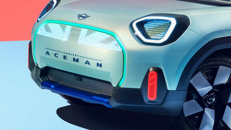 front view of a Light Blue Mini Aceman