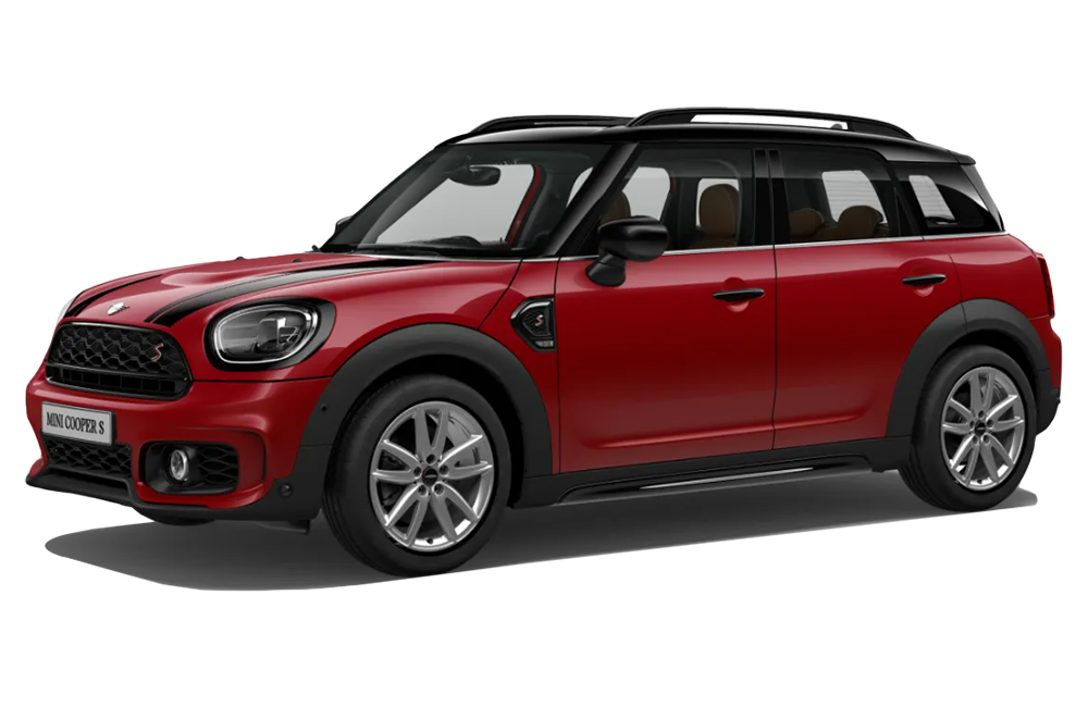 front three-quarter of a Chilli Red Mini Cooper Countryman
