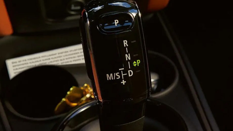 Gear lever close-up of a Mini Cooper Countryman