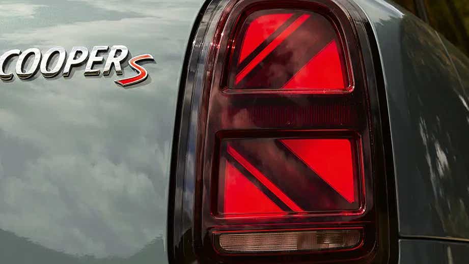 Rear taillight and badge of a Mini Cooper Countryman