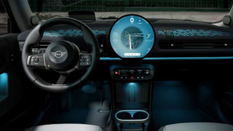 interior dashboard of a Mini Cooper S
