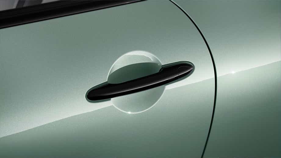 Close-up of a door handle on a Mini Cooper S