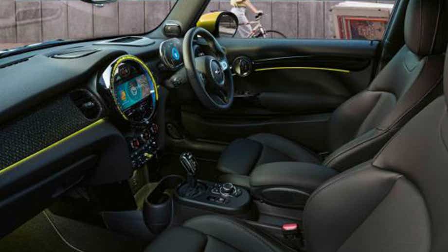 interior dashboard of a Mini Cooper SE