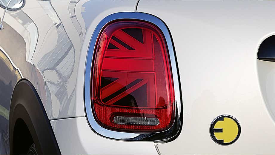 tail light close-up of a Mini Cooper SE