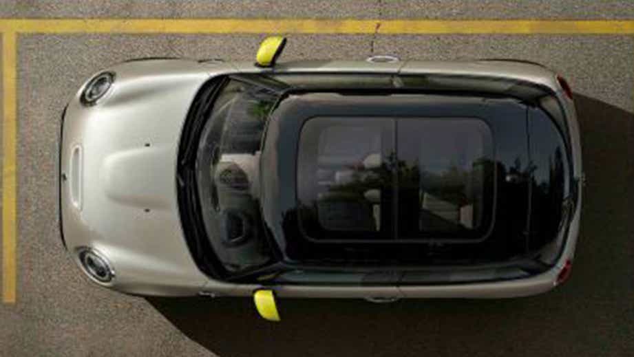 top view of a Mini Cooper SE