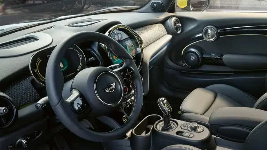 interior dashboard of a Mini Cooper SE