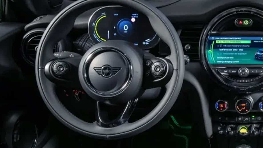 Interior dashboard of a Mini Cooper SE