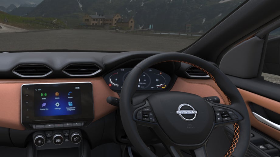 interior dashboard view of a Nissan Magnite