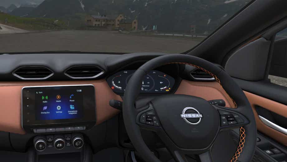 interior dashboard view of a Nissan Magnite