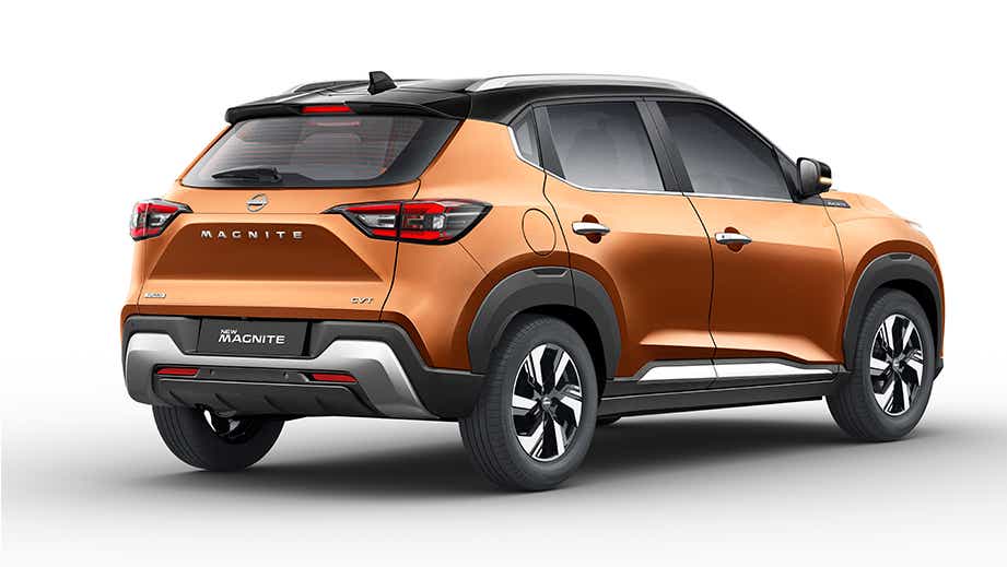 rear three-quarter of a Nissan Magnite