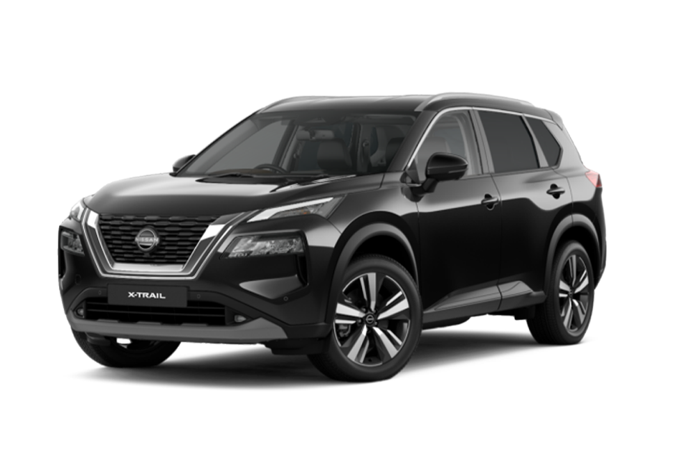 front three-quarter view of a Diamond Black Nissan X-Trail