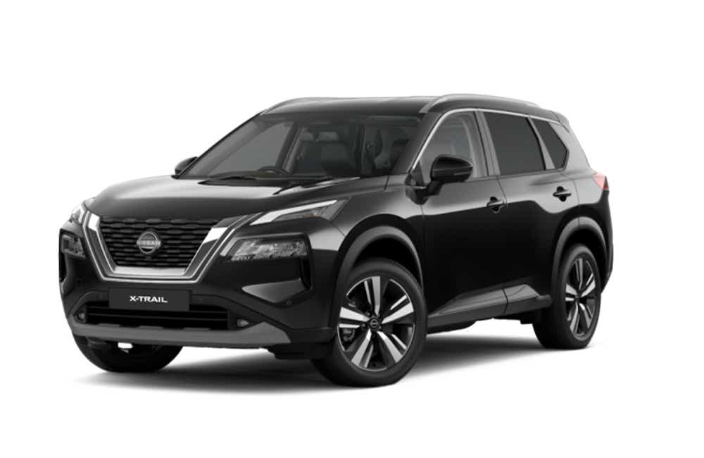 front three-quarter view of a Diamond Black Nissan X-Trail