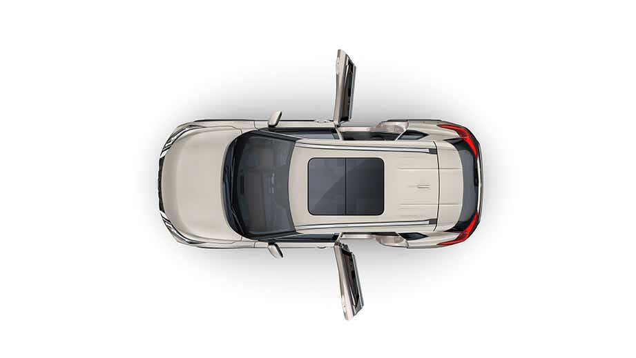 top view of a Nissan X-Trail with open doors