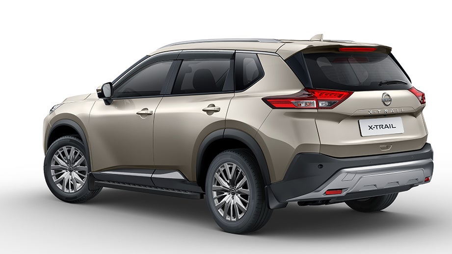 Rear three-quarter view of a Nissan X-Trail