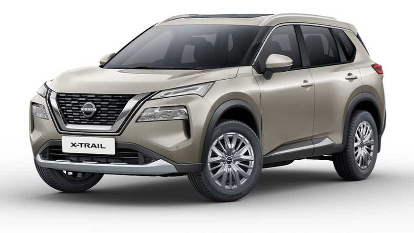 Front three-quarter view of a Nissan X-Trail SUV