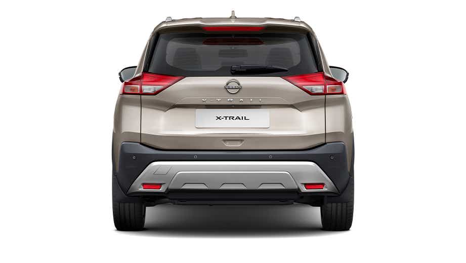 rear view of a Champagne Silver Nissan X-Trail