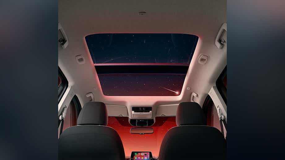 Panoramic sunroof interior view of a Nissan X-Trail