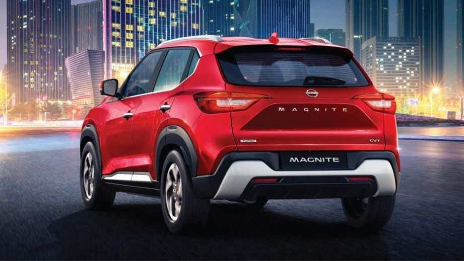 rear three-quarter of a Nissan Magnite 2020-2023