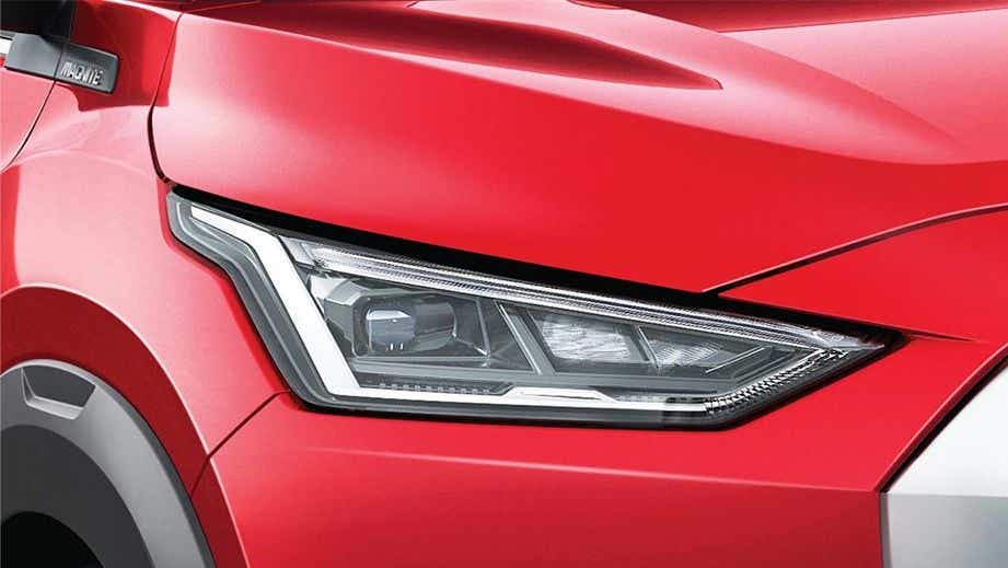 Headlight close-up of a Nissan Magnite 2020-2023
