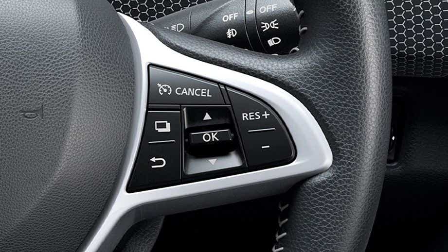 steering wheel control close-up of a Nissan Magnite 2020-2023