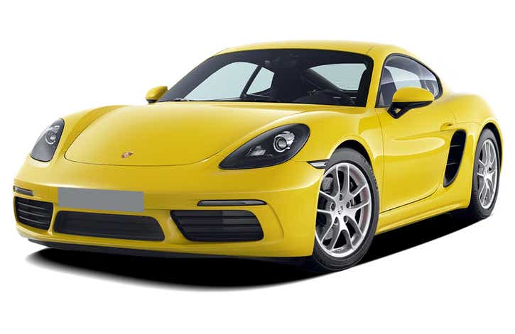 front three-quarter view of a Racing Yellow Porsche 718