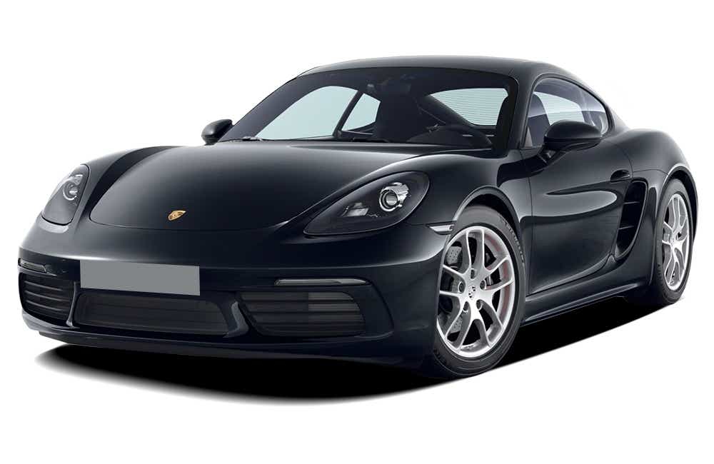 front three-quarter view of a Jet Black Metallic Porsche 718