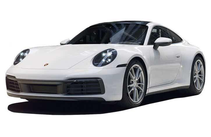 front three-quarter view of a White Porsche 911