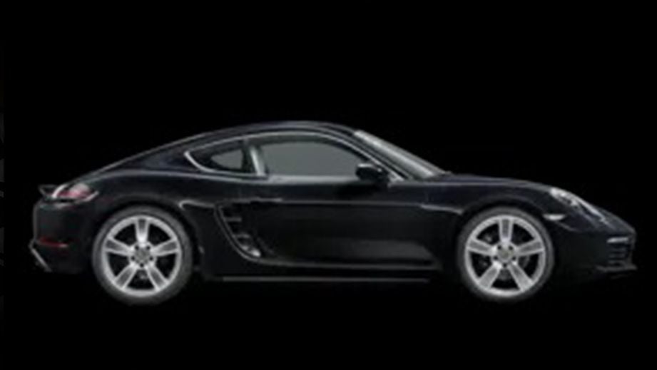 side view of a Jet Black Metallic Porsche 718