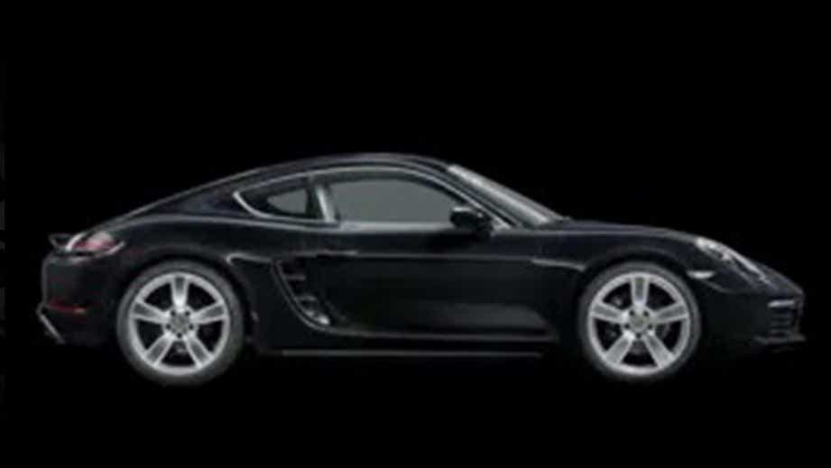 side view of a Jet Black Metallic Porsche 718