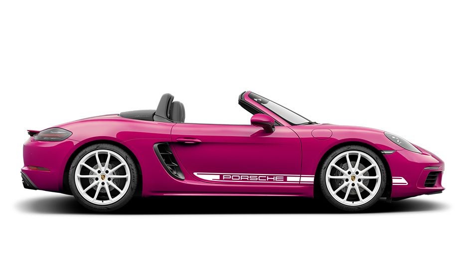 side view of a Ruby Star Neo Porsche 718 convertible