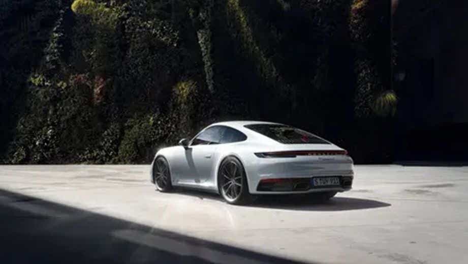 rear three-quarter view of a Porsche 911