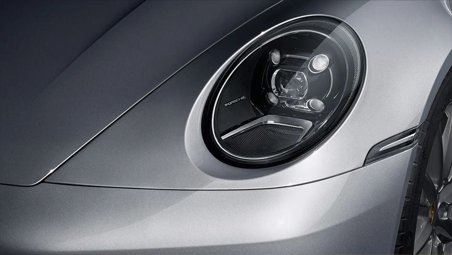Headlight close-up of a Porsche 911