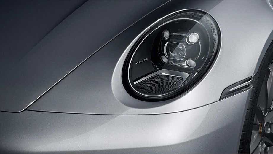Headlight close-up of a Porsche 911