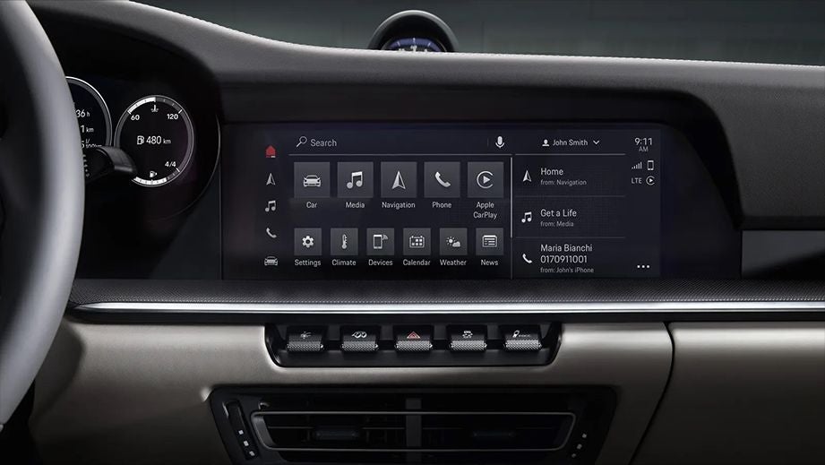 dashboard display of a Porsche 911 interior