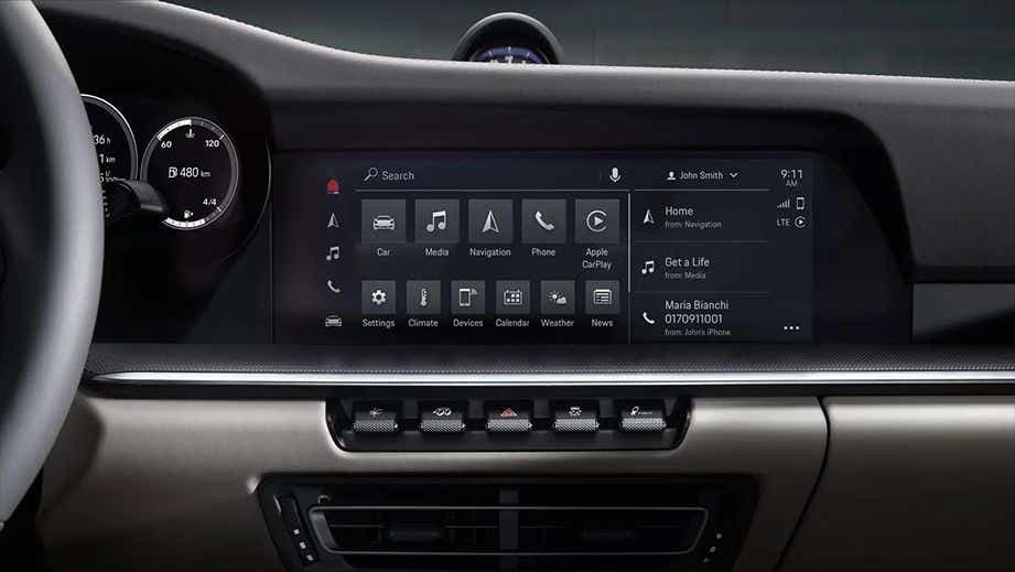 dashboard display of a Porsche 911 interior