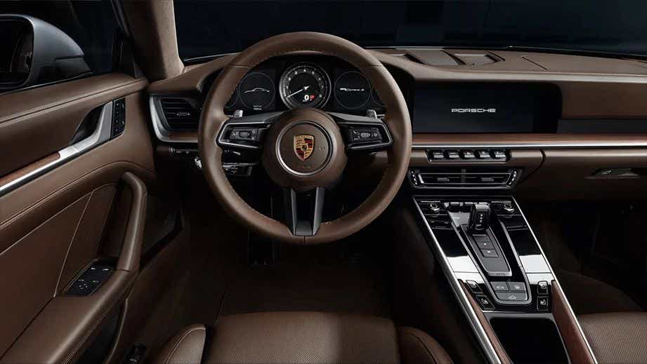 interior dashboard view of a Porsche 911