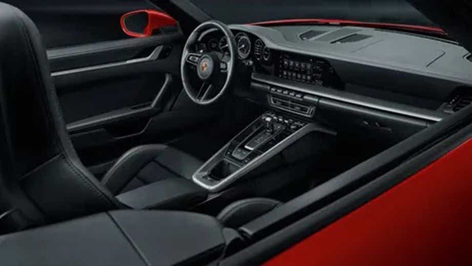 Interior dashboard view of a Porsche 911