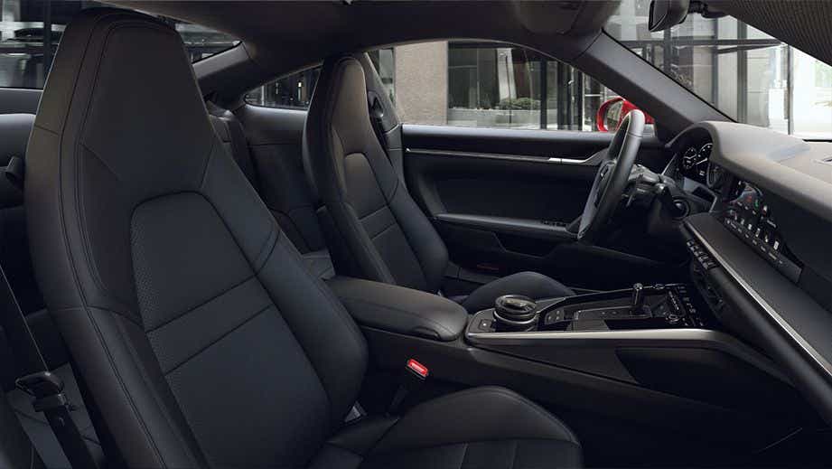 interior front seats and dashboard of a Porsche 911