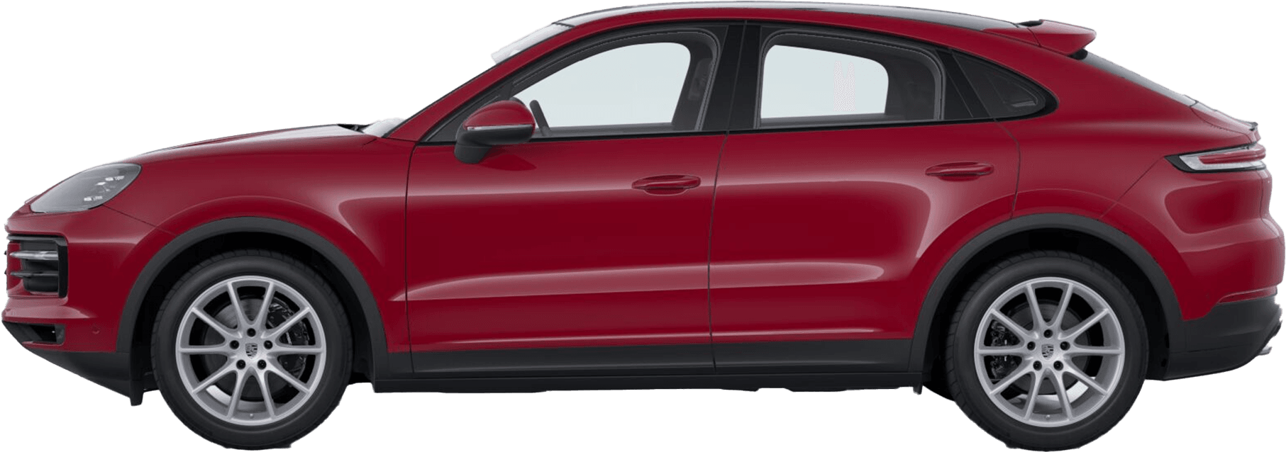 side view of a Carmine Red Porsche Cayenne Coupe