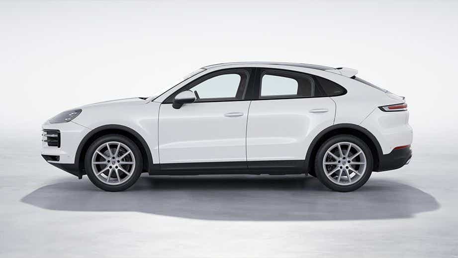 side view of a Carrara White Metallic Porsche Cayenne Coupe