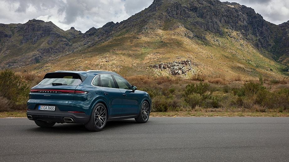 rear three-quarter of a Porsche Cayenne