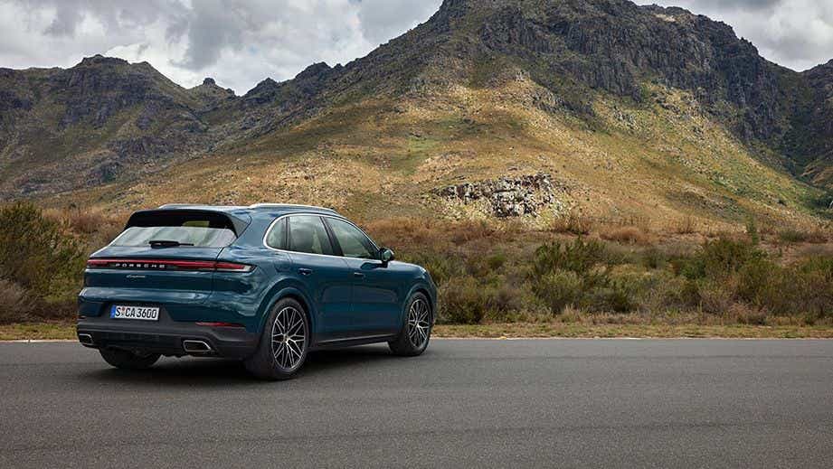 rear three-quarter of a Porsche Cayenne