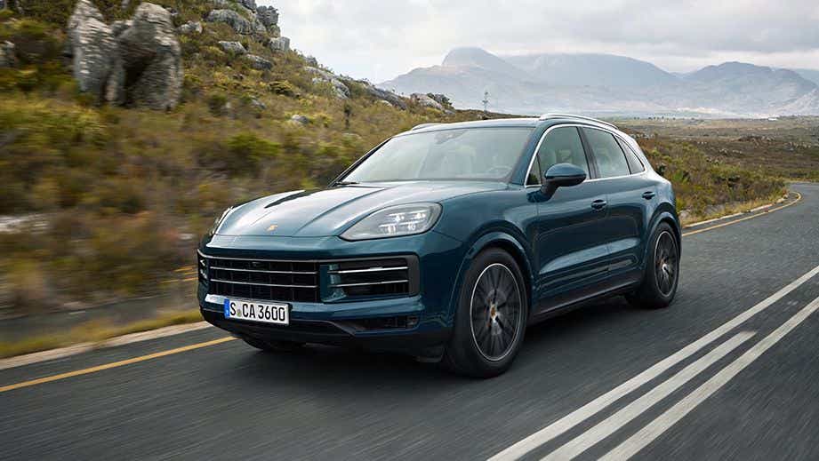 front three-quarter view of a Porsche Cayenne