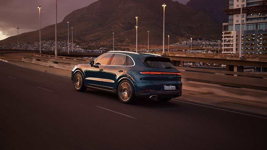 rear three-quarter of a Porsche Cayenne