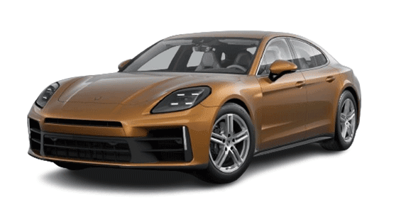 front three-quarter of a Madeira Gold Metallic Porsche Panamera