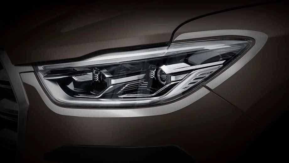 Headlight close-up of a Porsche Panamera 2021-2023