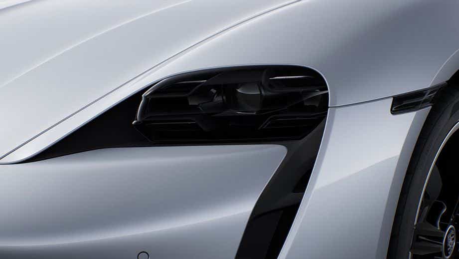 Headlight close-up of a Porsche Taycan