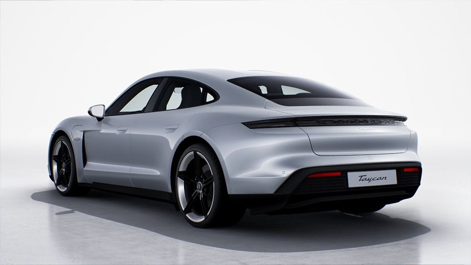 rear three-quarter of a Porsche Taycan