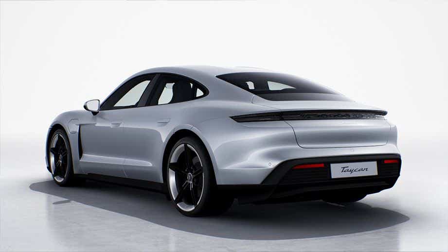 rear three-quarter of a Porsche Taycan
